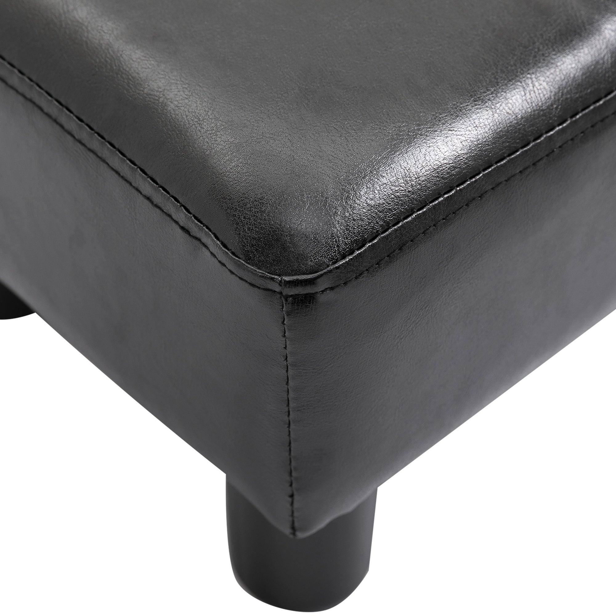 HOMCOM Faux Leather Footstool, Small Foot Rest, Rectangle Sofa Stool for Bedroom Living Room, Black